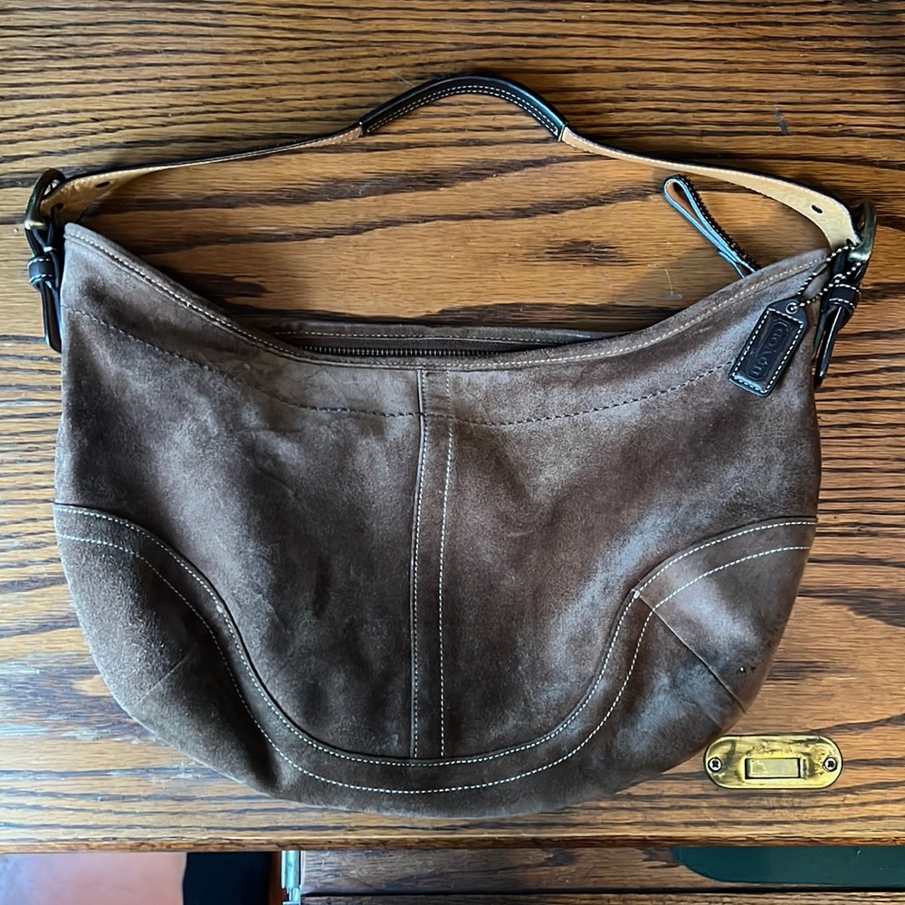 Vintage Coach Brushed Leather Shoulder Bag